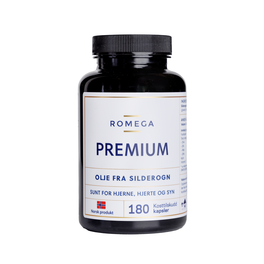Romega Premium omega-3 kapsler i boks